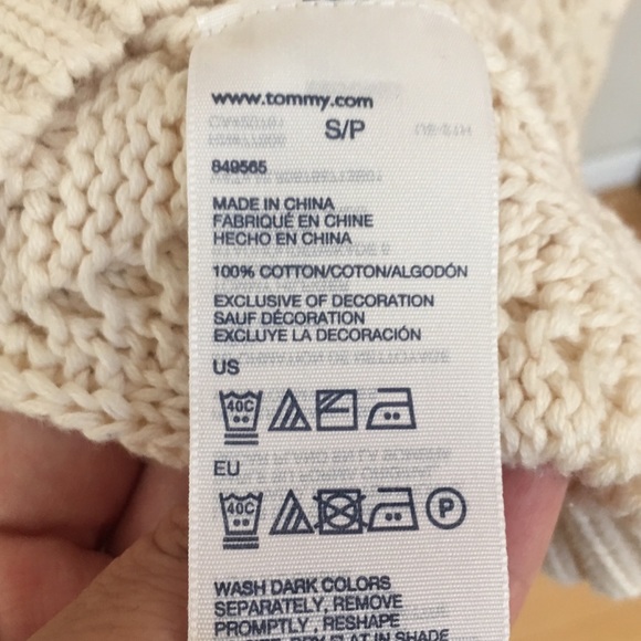Tommy Hilfiger Ivory Crochet Knit Pom Sweater - Picture 5 of 8